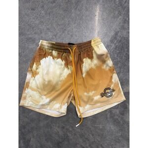 Overtime Athletics x Dreamville Tan/White Cloud Tie-Dye Print Mesh Shorts Mens S